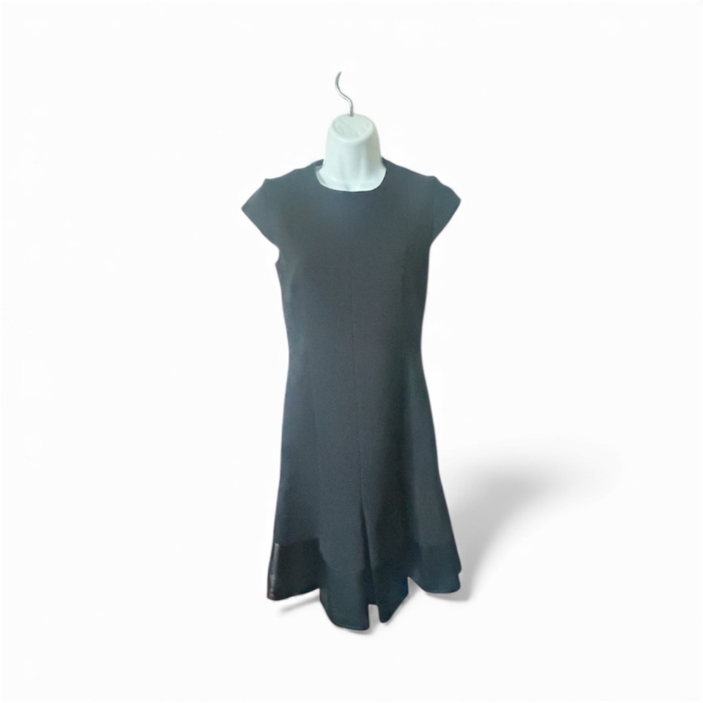 A-K-R-I-S Punto Black Dress With Faux Leather Hem Size 4